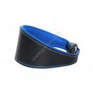  Ace Traditional Leather Dog Collar lined with super SOFT leather ::BLUE LINING::